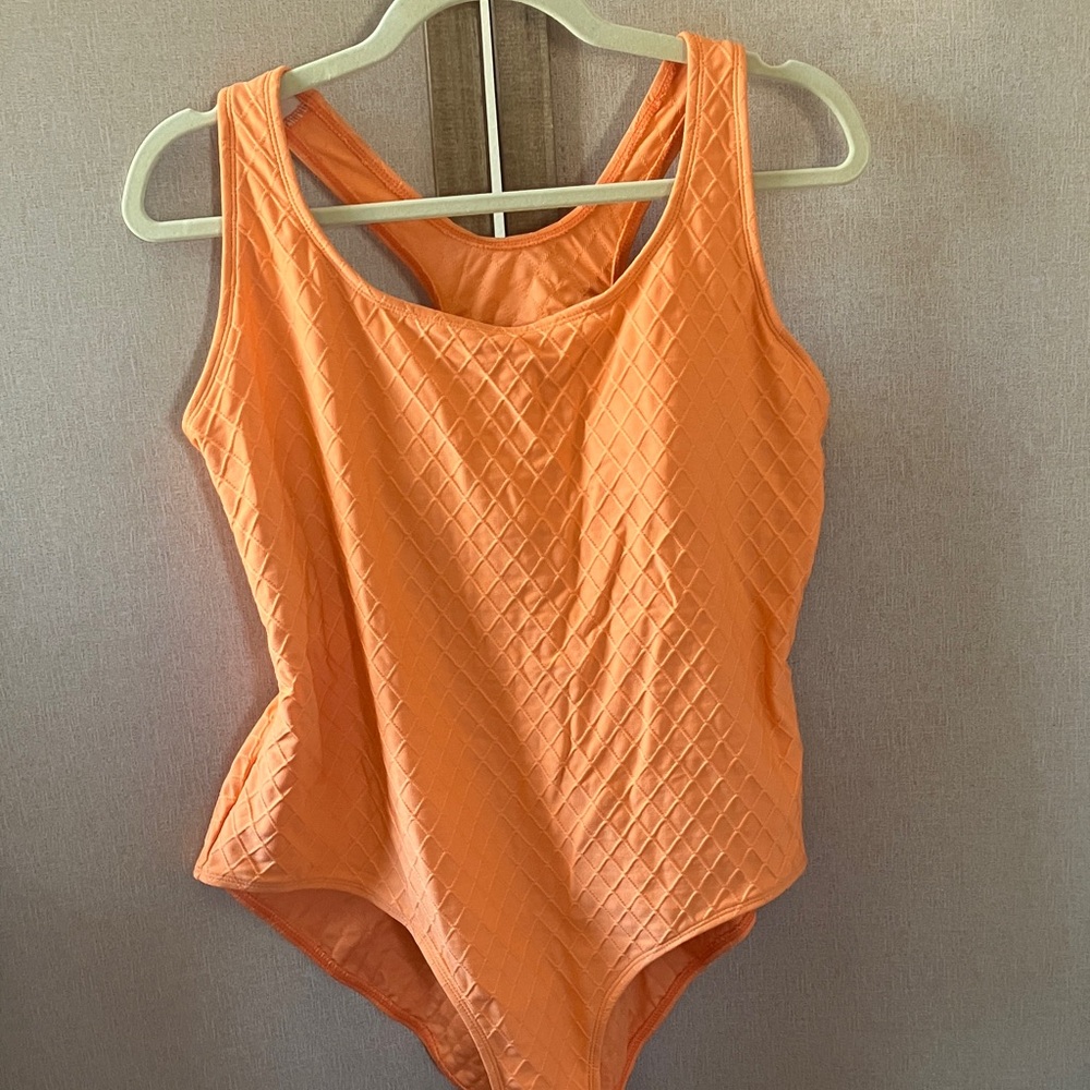 FINAL MARKDOWN Michael F Orange Textured Swimsuit 2x